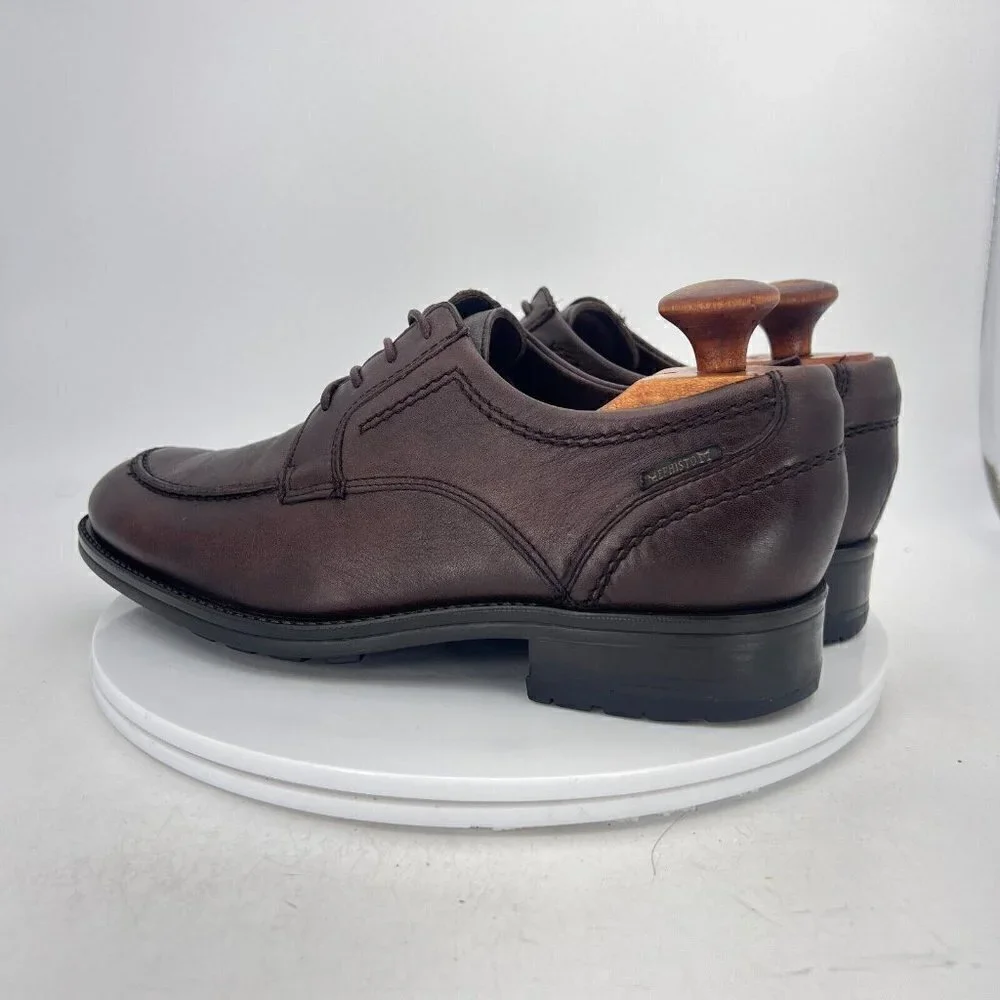 Mephisto Men Size 8 Dark Brown Leather Split Toe Lace Up Derby Dress Shoes